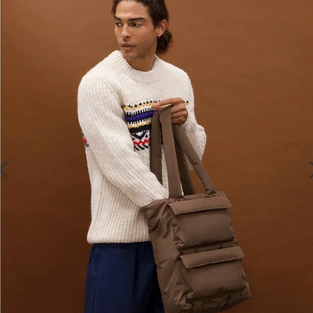 Dagne Dover Brown Puffer Tote Bag - Picture 1 of 10
